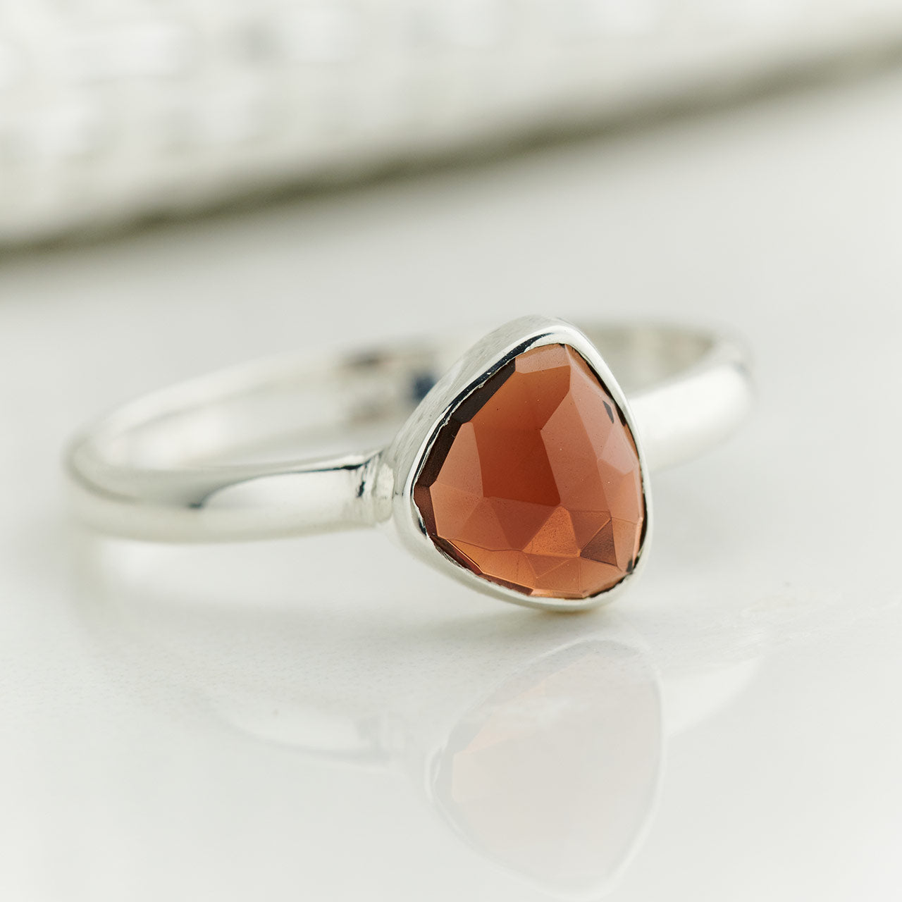 GARNET STERLING SILVER RING