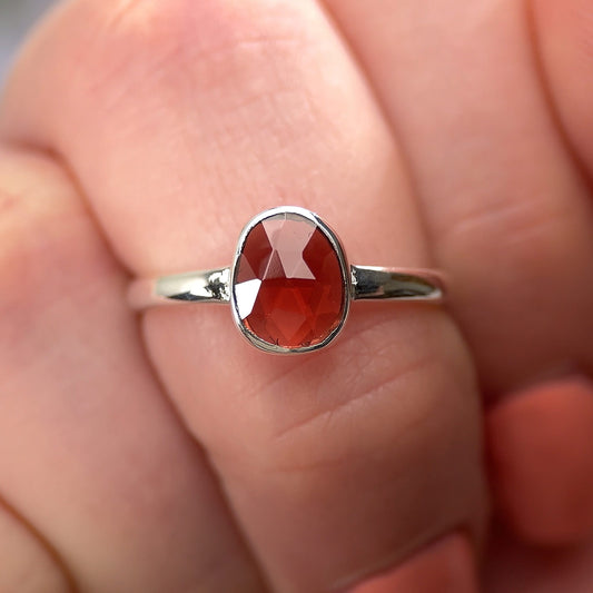 GARNET STERLING SILVER RING