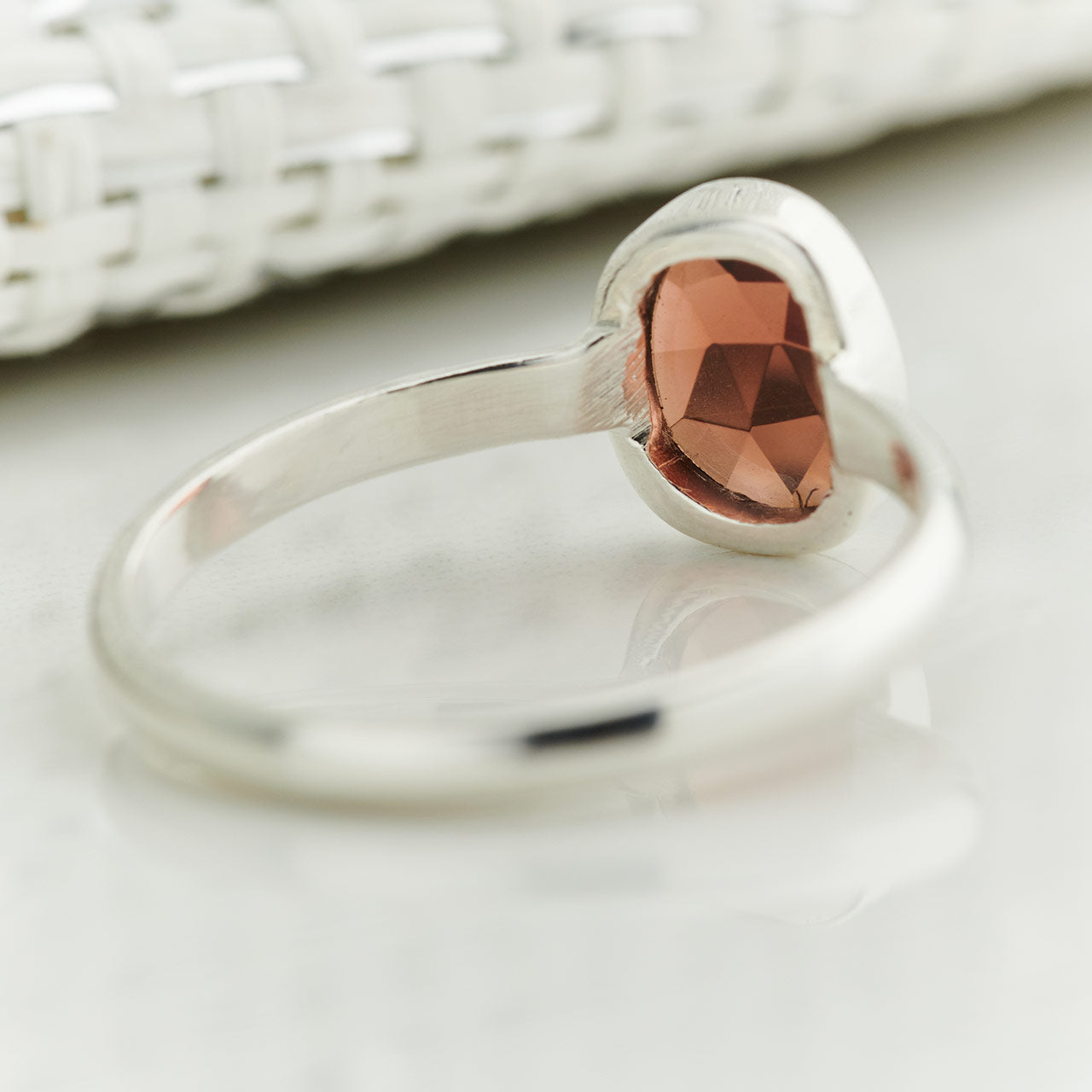 GARNET STERLING SILVER RING