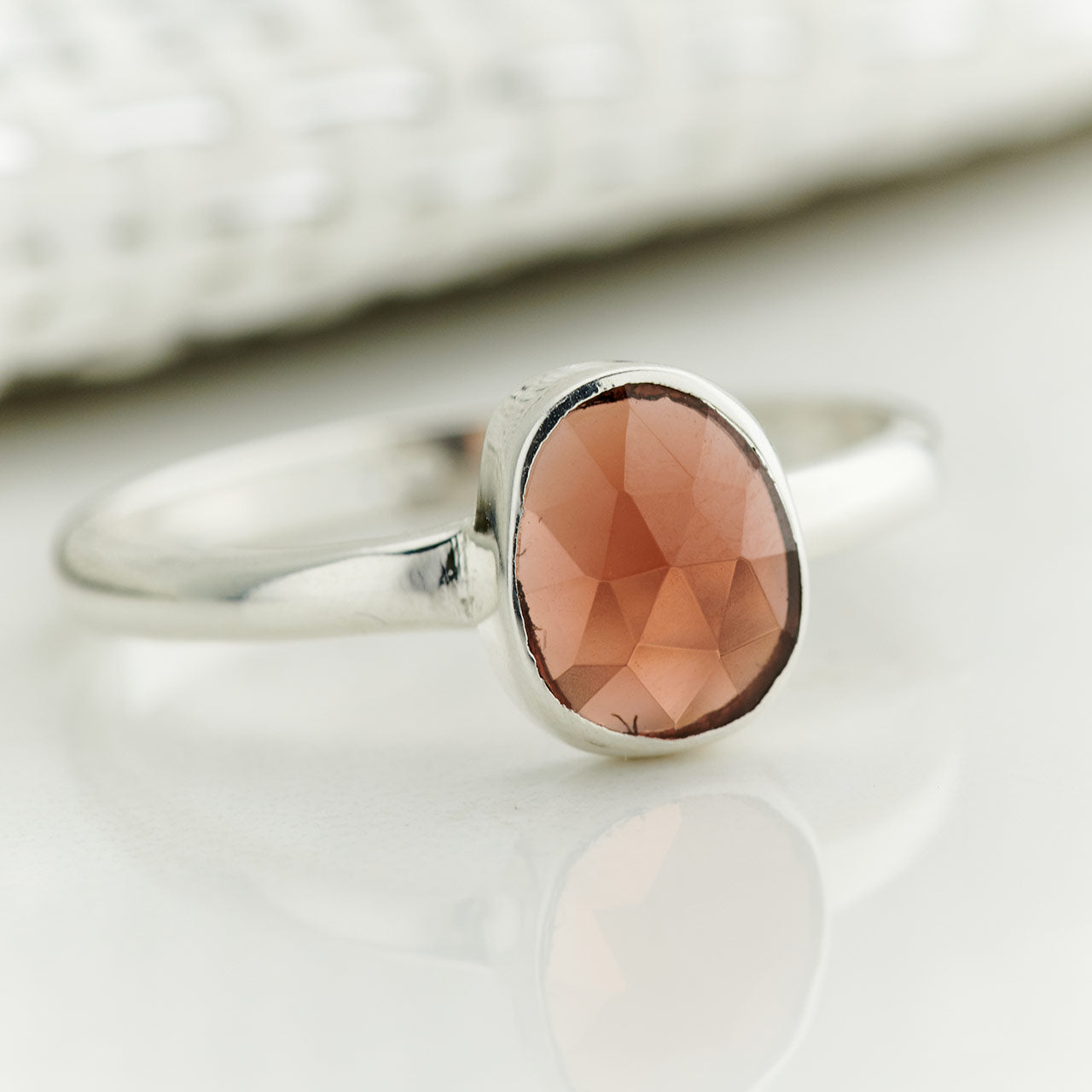 GARNET STERLING SILVER RING