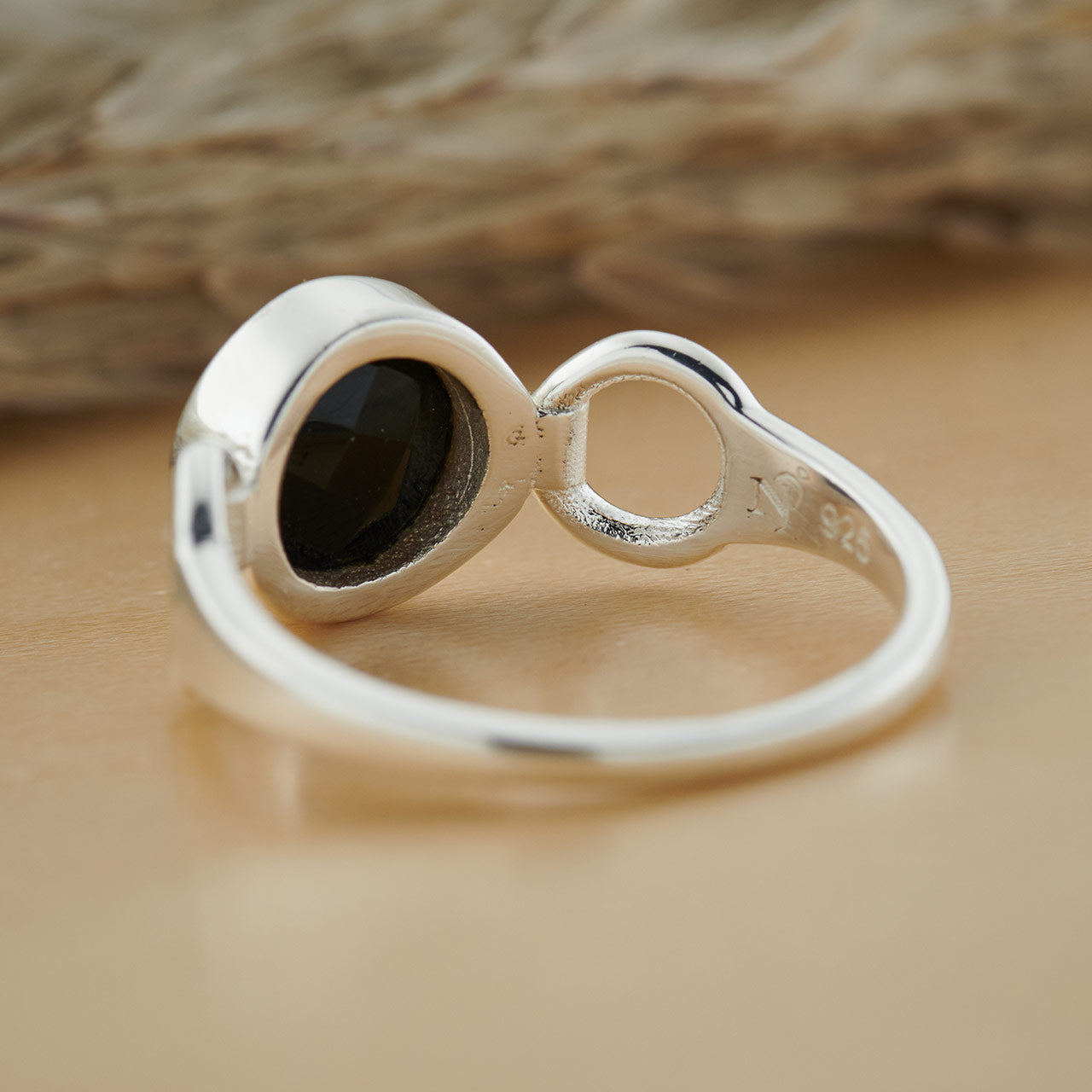 BLACK ONYX STERLING SILVER TRINITY RING