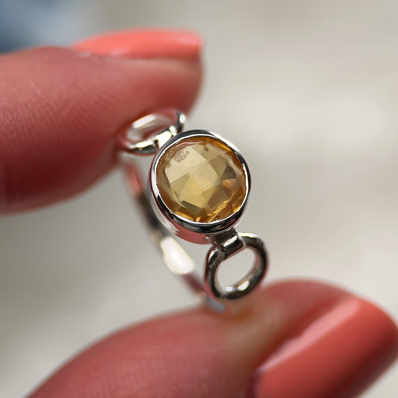 CITRINE STERLING SILVER TRINITY RING