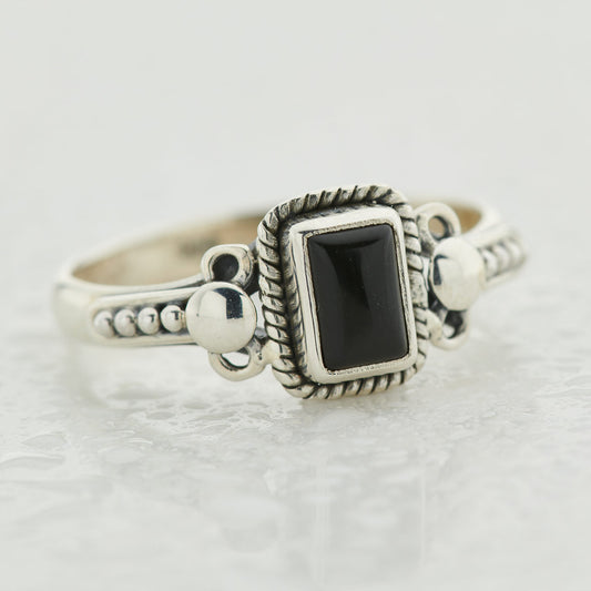 BLACK ONYX STERLING SILVER ORION RING