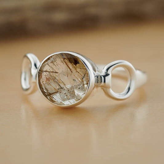 GOLDEN RUTILE STERLING SILVER TRINITY RING