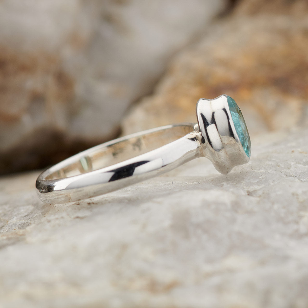 BLUE APATITE STERLING SILVER RING