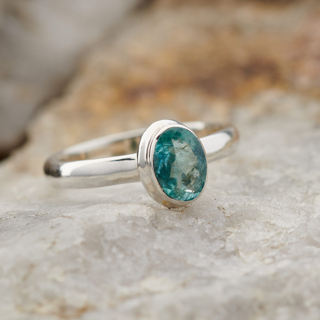 BLUE APATITE STERLING SILVER RING