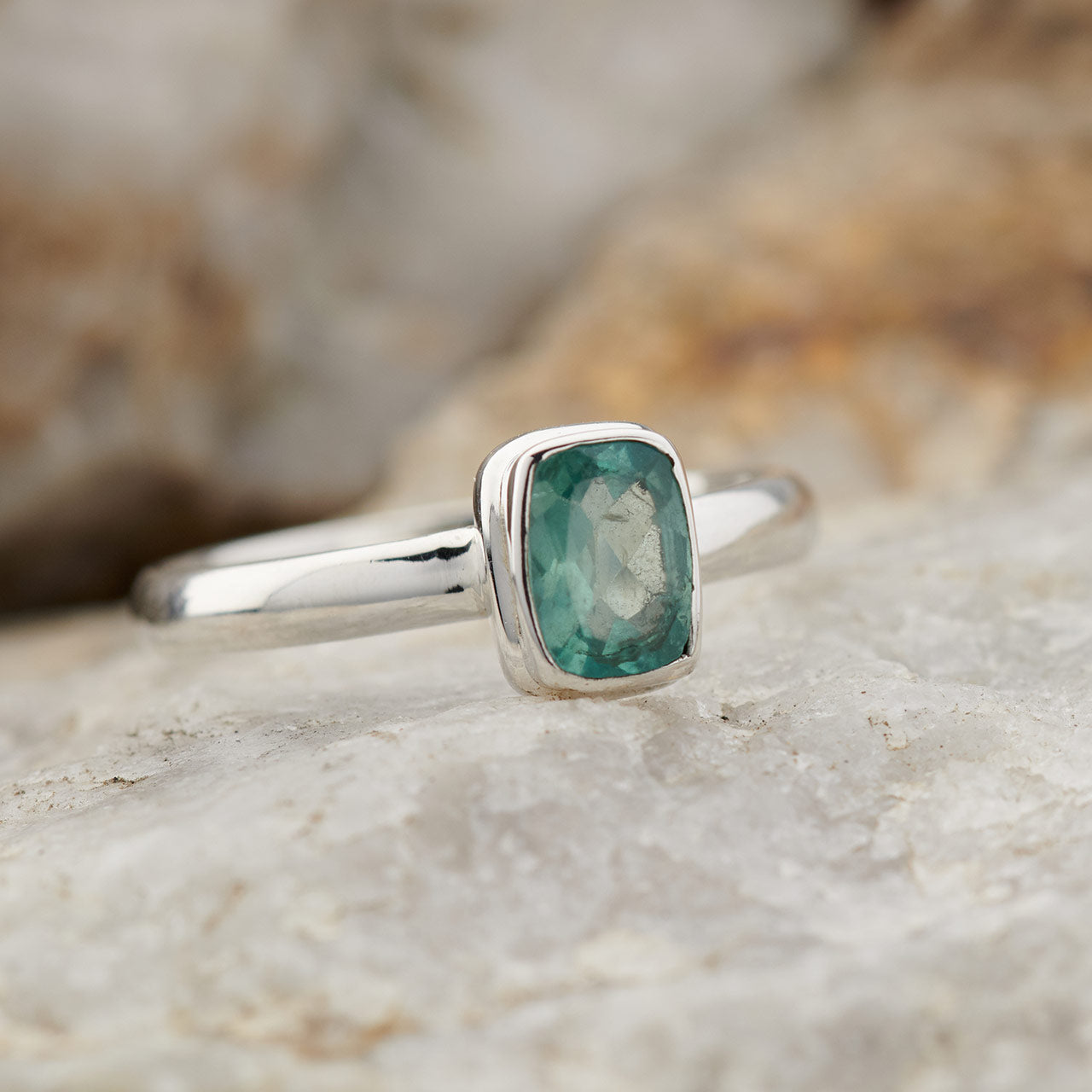 BLUE APATITE STERLING SILVER RING