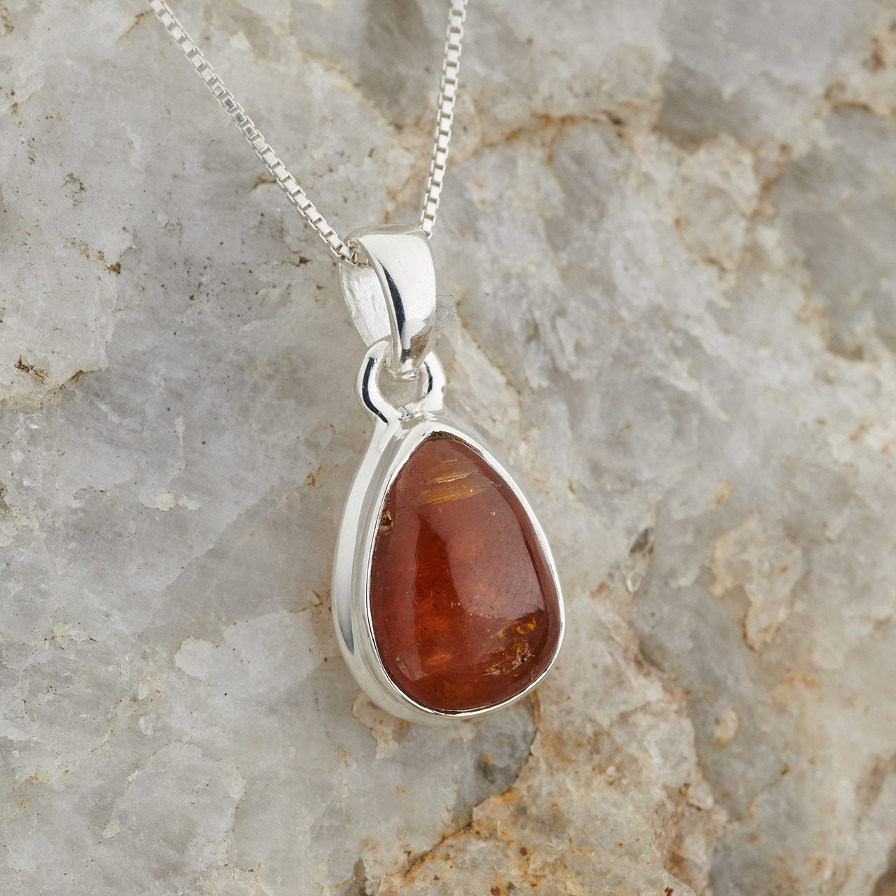 ORANGE KYANITE STERLING SILVER PENDANT