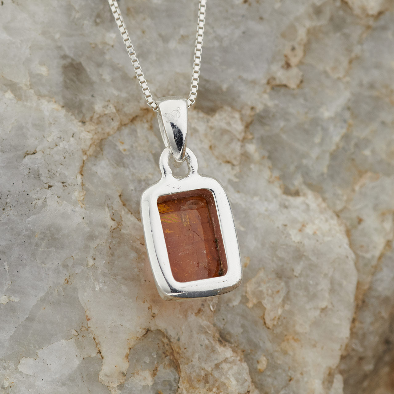 ORANGE KYANITE STERLING SILVER PENDANT