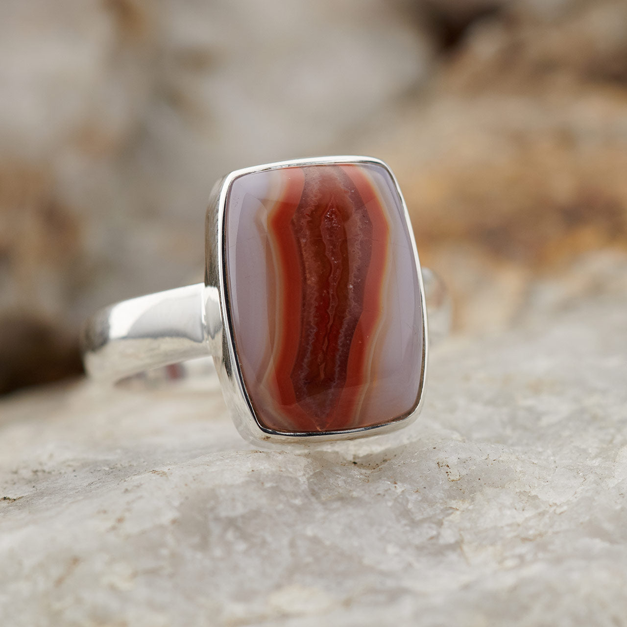 LAKE SUPERIOR AGATE STERLING SILVER RING