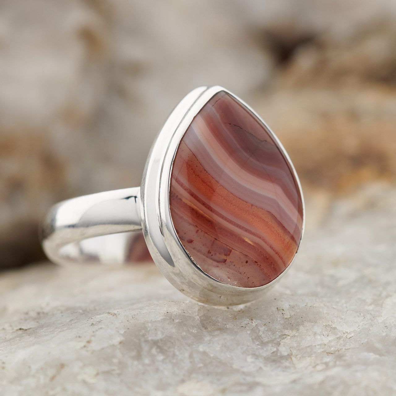 LAKE SUPERIOR AGATE STERLING SILVER RING