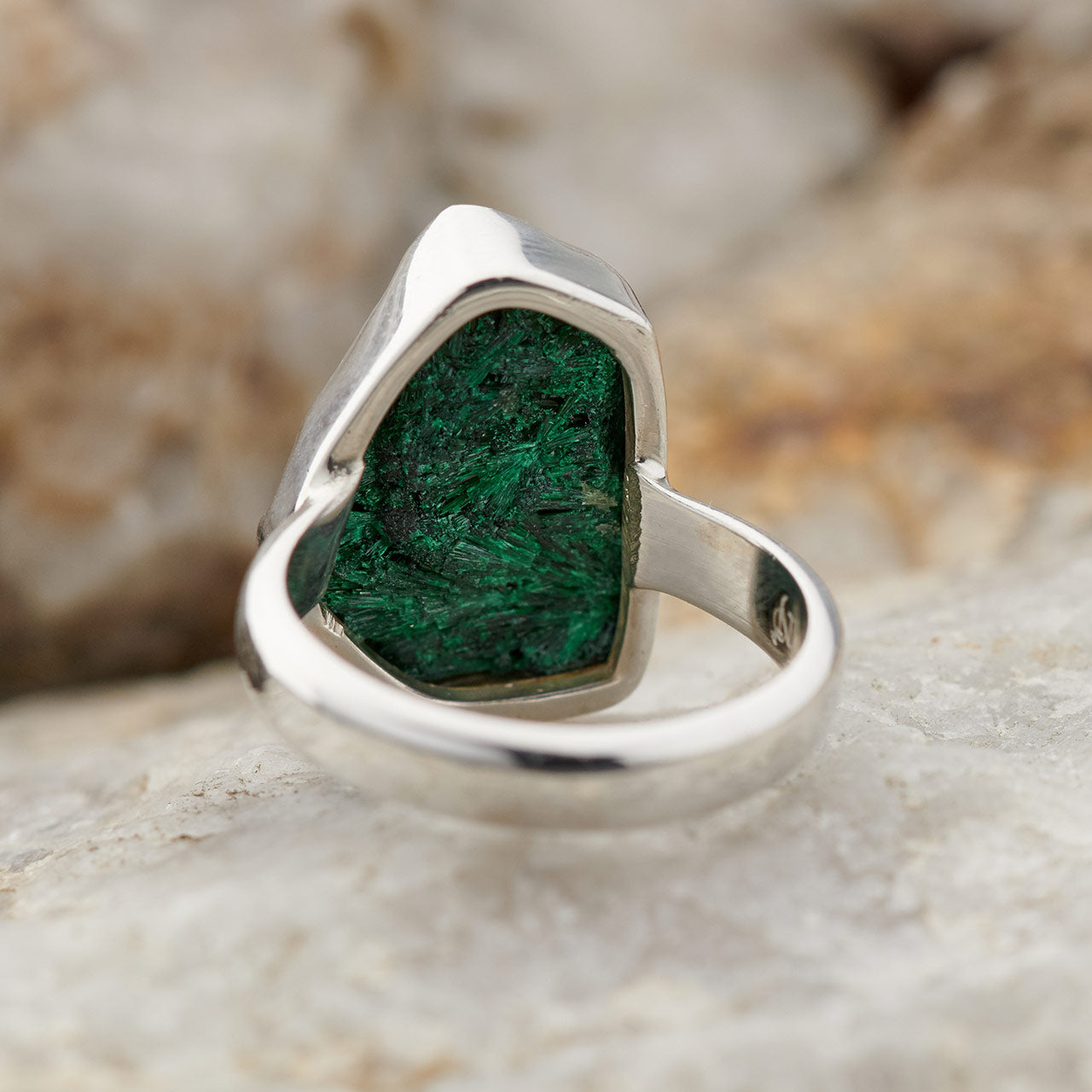 MALACHITE DRUZY STERLING SILVER RING