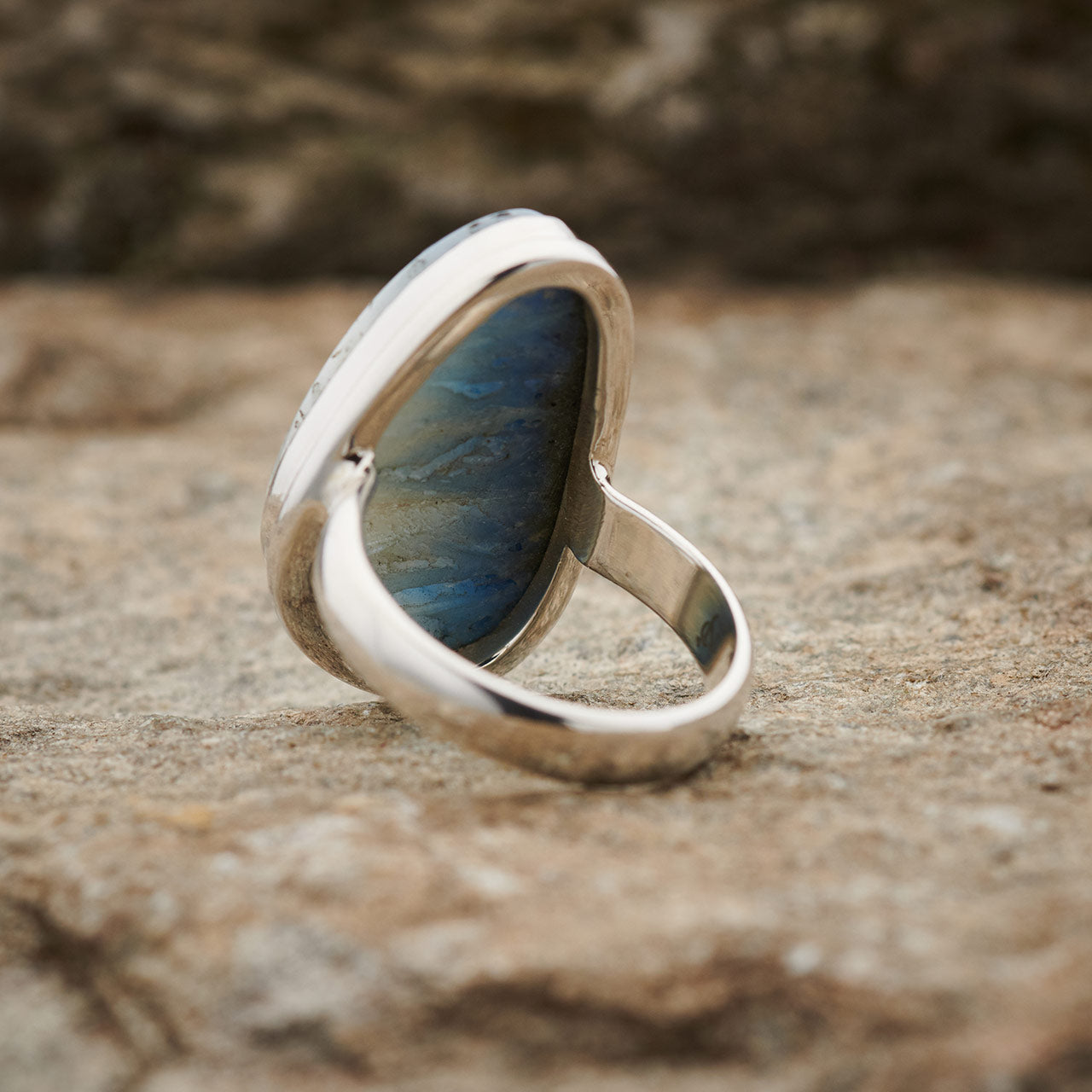 BLUE ICE GLACIERITE STERLING SILVER RING