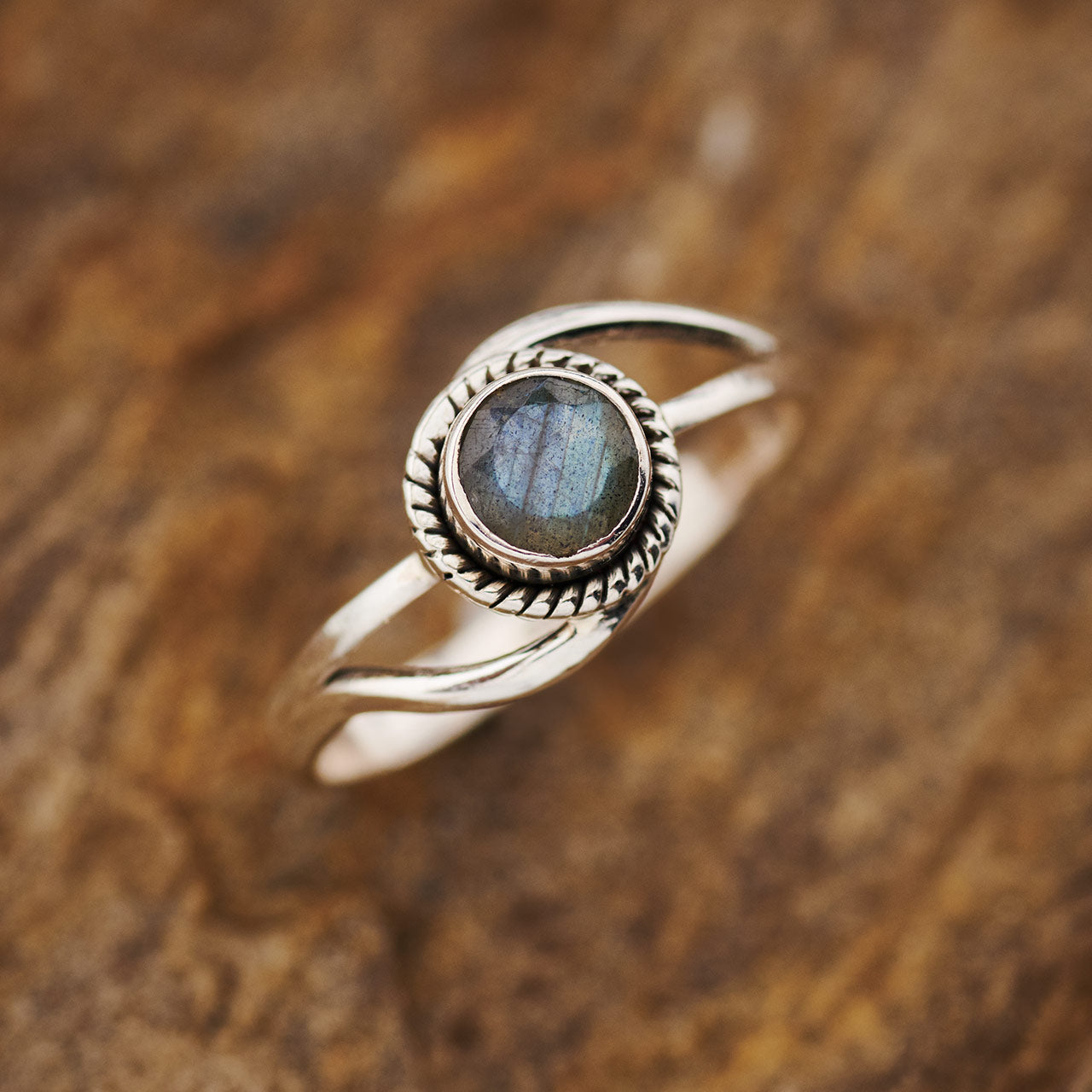 LABRADORITE STERLING SILVER INFINITY RING