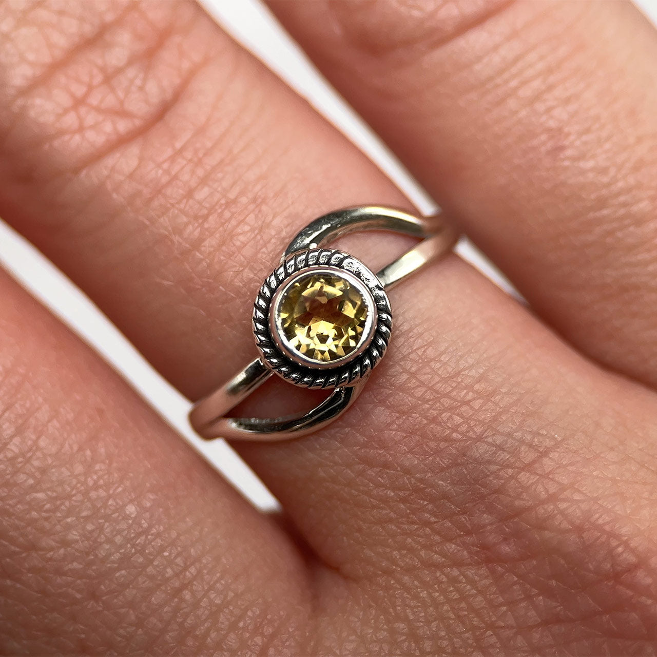 CITRINE STERLING SILVER INFINITY RING