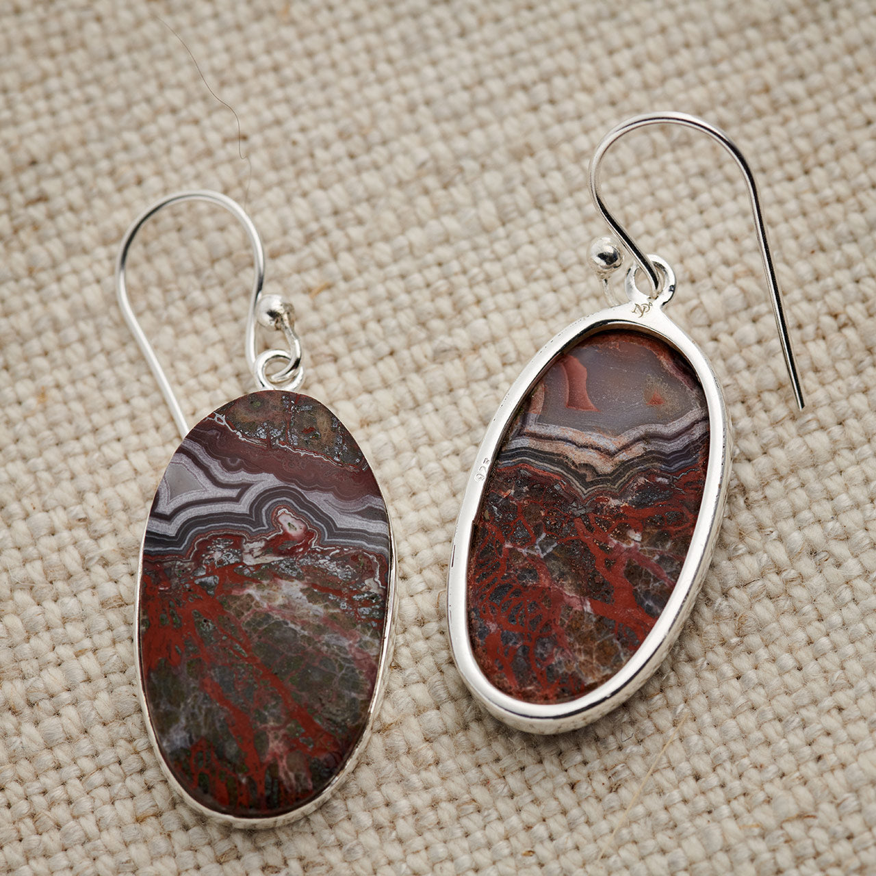 LAGUNA LACE AGATE STERLING SILVER DANGLE EARRINGS