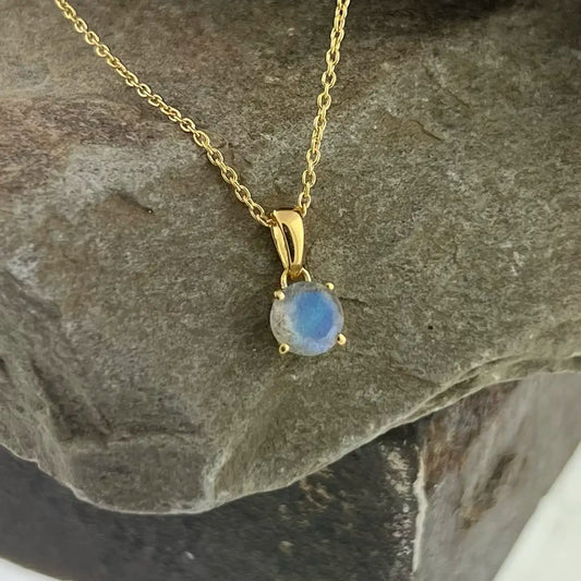 LABRADORITE 18K VERMEIL GOLD PENDANT CIRCLE