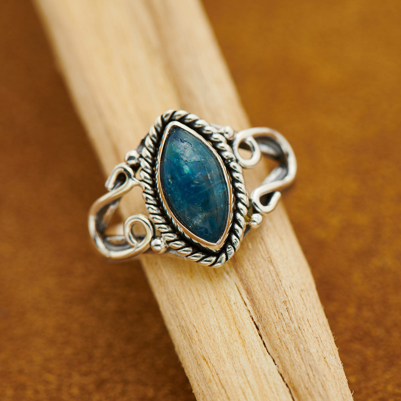 NEON BLUE APATITE HORSESHOE RING (25% OFF Online Only)