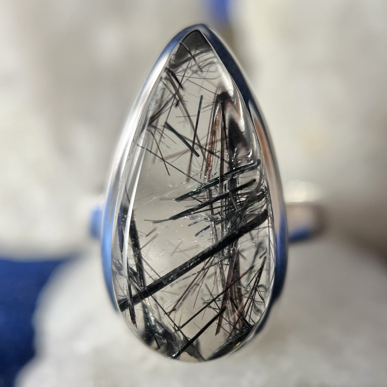 BLACK RUTILE STERLING SILVER RING