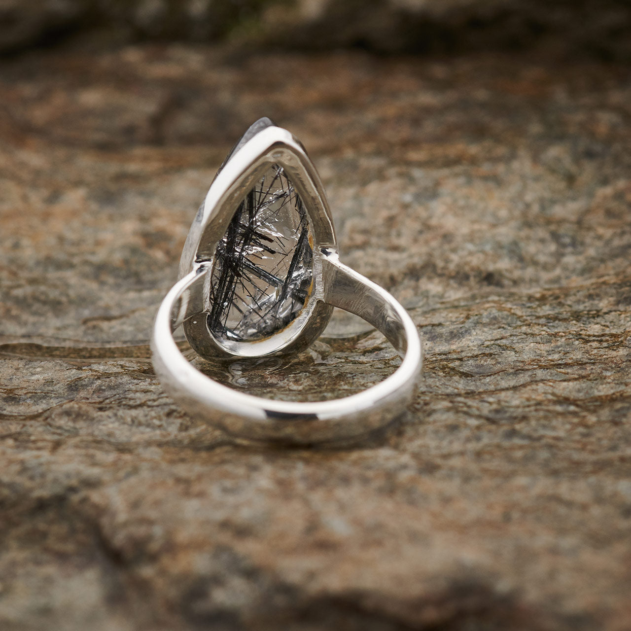 BLACK RUTILE STERLING SILVER RING