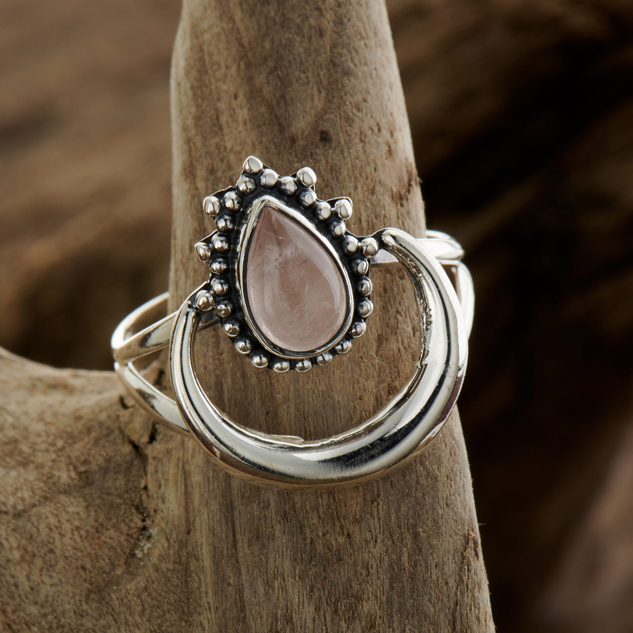 ROSE QUARTZ HALO RING (50% Off Online only)