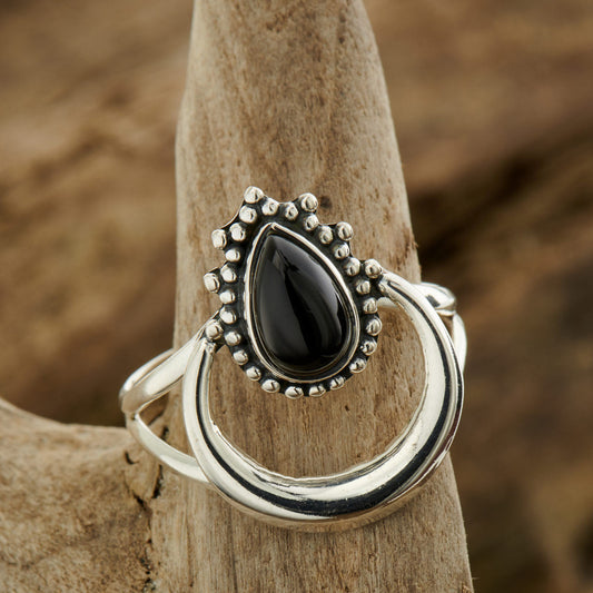 BLACK ONYX HALO RING (50% Off Online only)