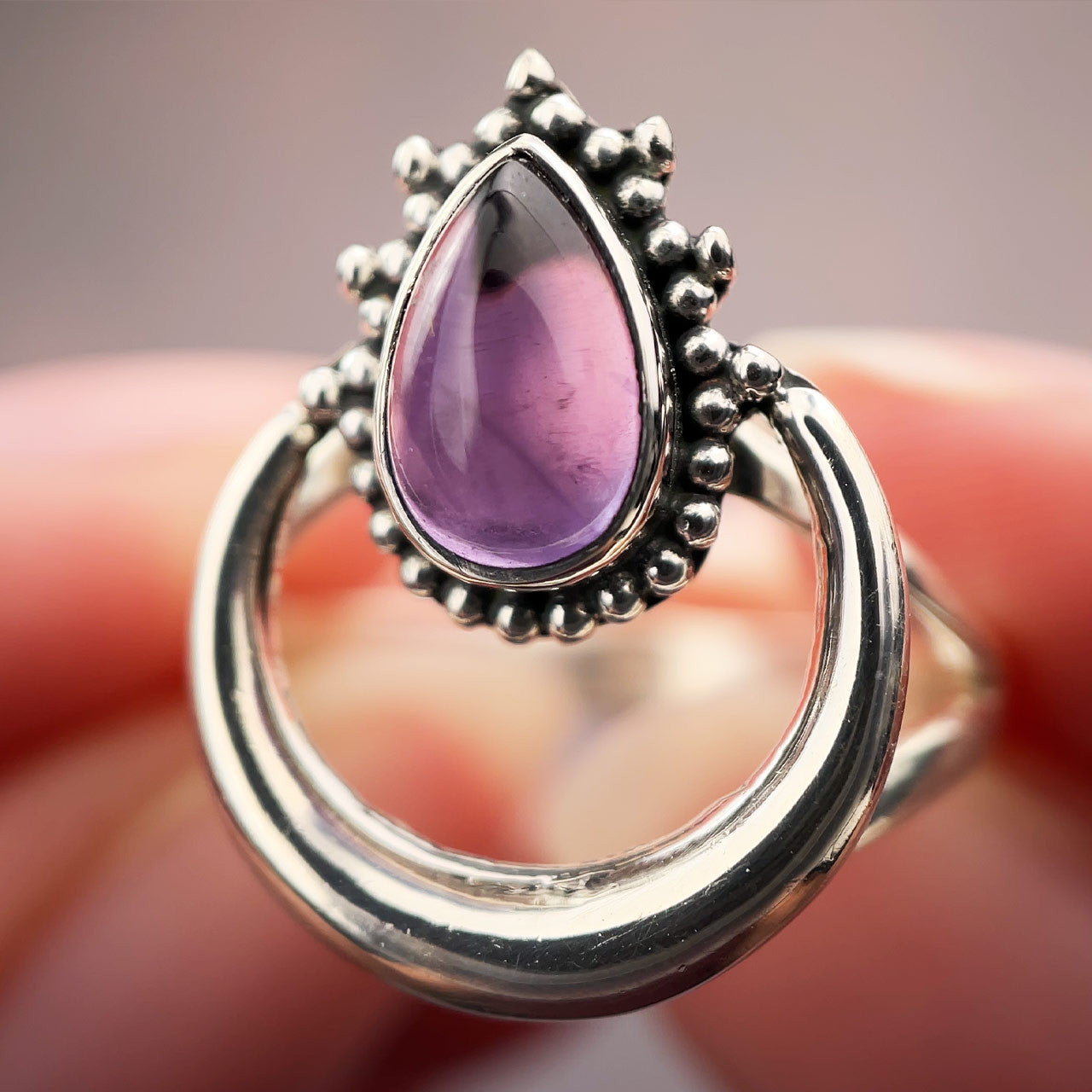 Amethyst Halo Ring