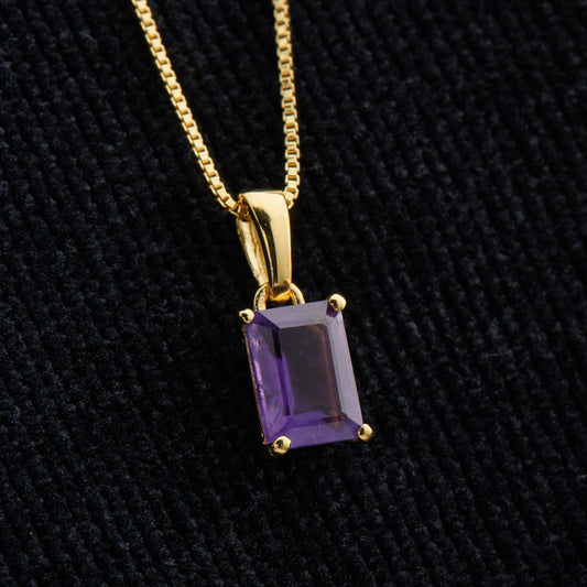 AMETHYST 18K VERMEIL GOLD 5X7 RECTANGLE PENDANT