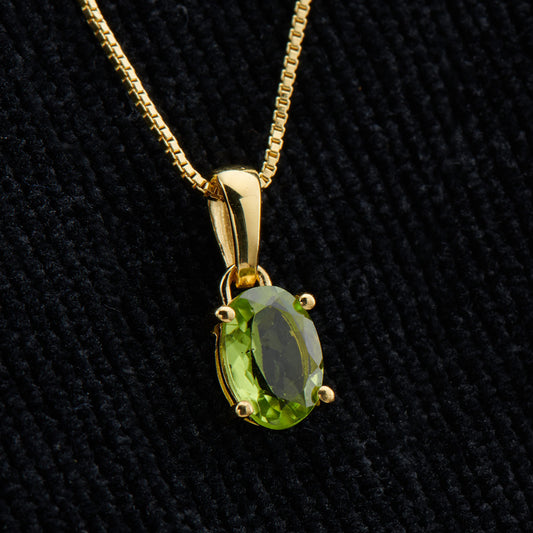 PERIDOT 18K VERMEIL GOLD 7X5 OVAL PENDANT