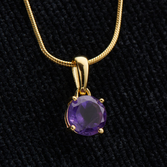 AMETHYST 18K VERMEIL GOLD 6X6 CIRCLE PENDANT