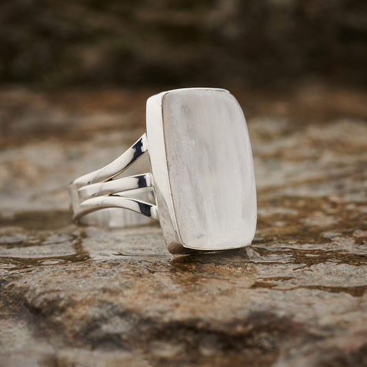 SELENITE STERLING SILVER RING