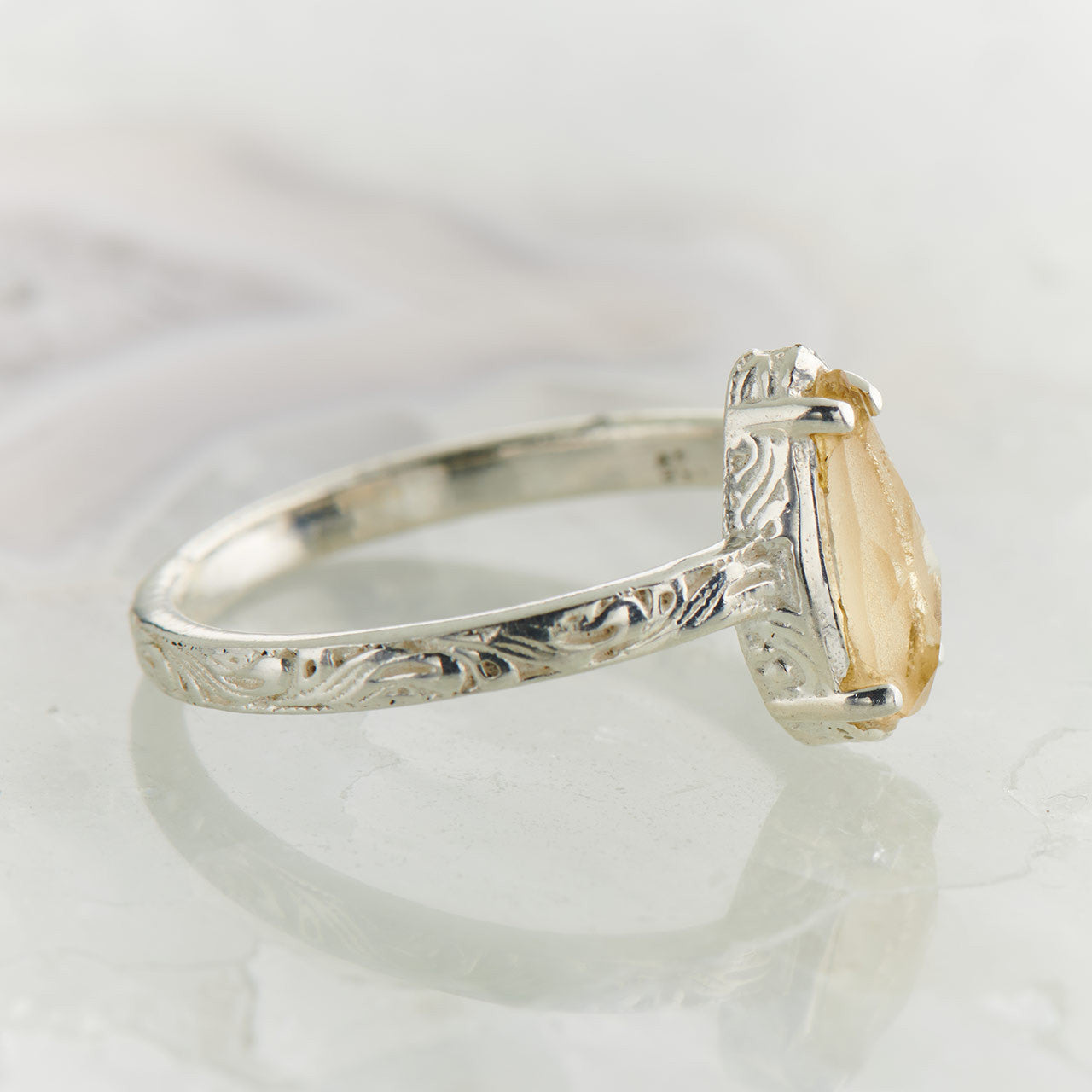 CITRINE CHECKER FILIGREE RING (50% Off Online Only)