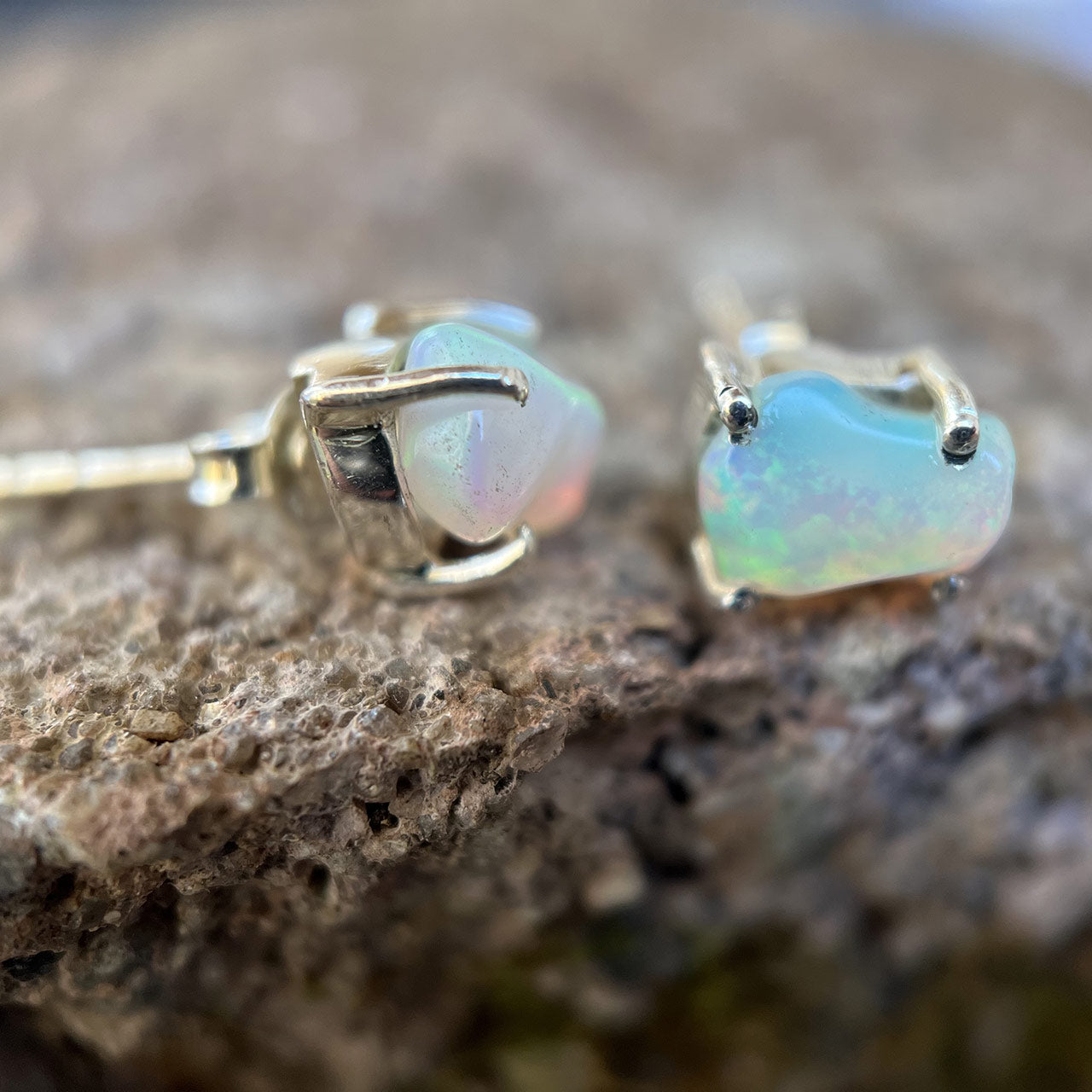 ETHIOPIAN OPAL STERLING SILVER STUD EARRINGS