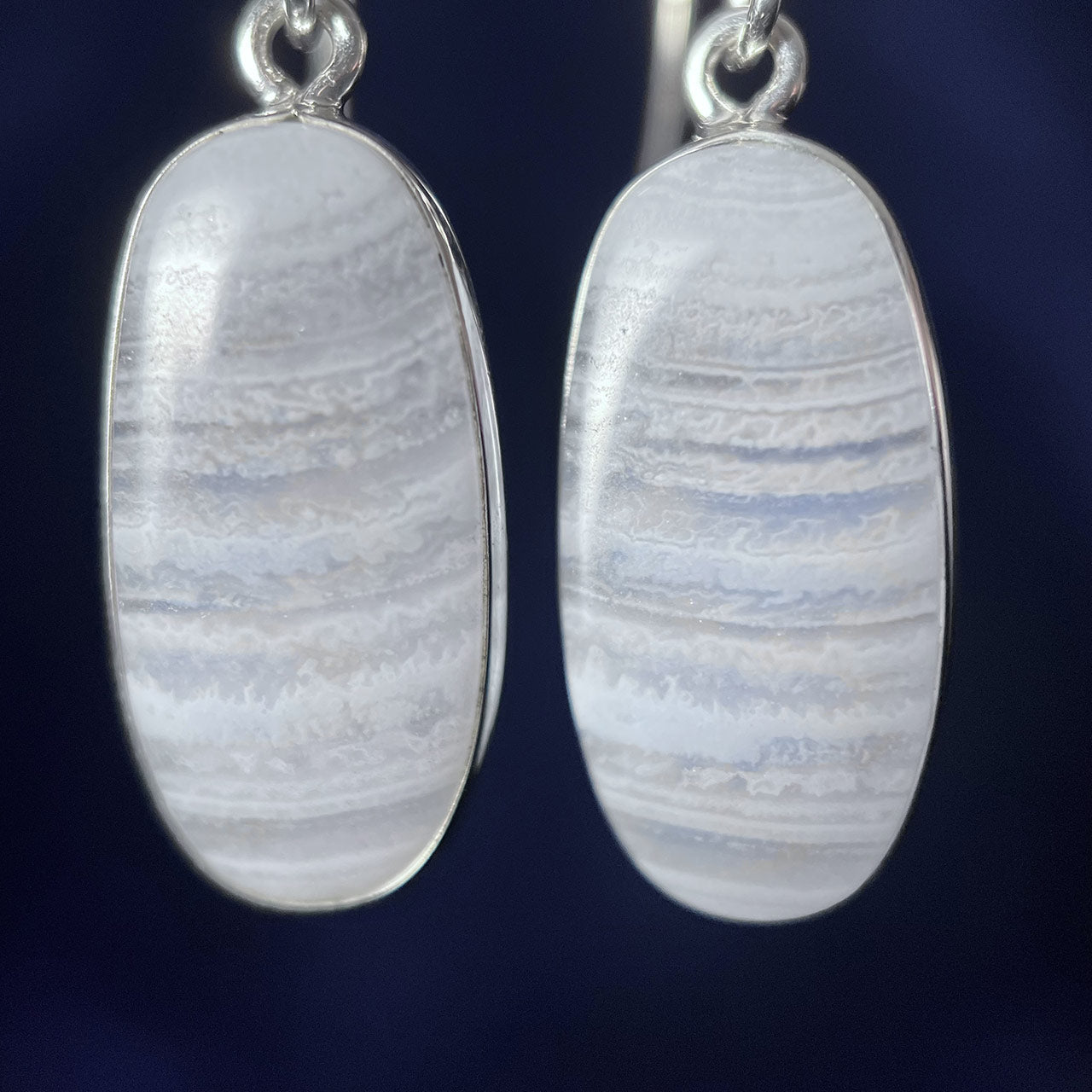 BLUE LACE AGATE EARRING STERLING SILVER
