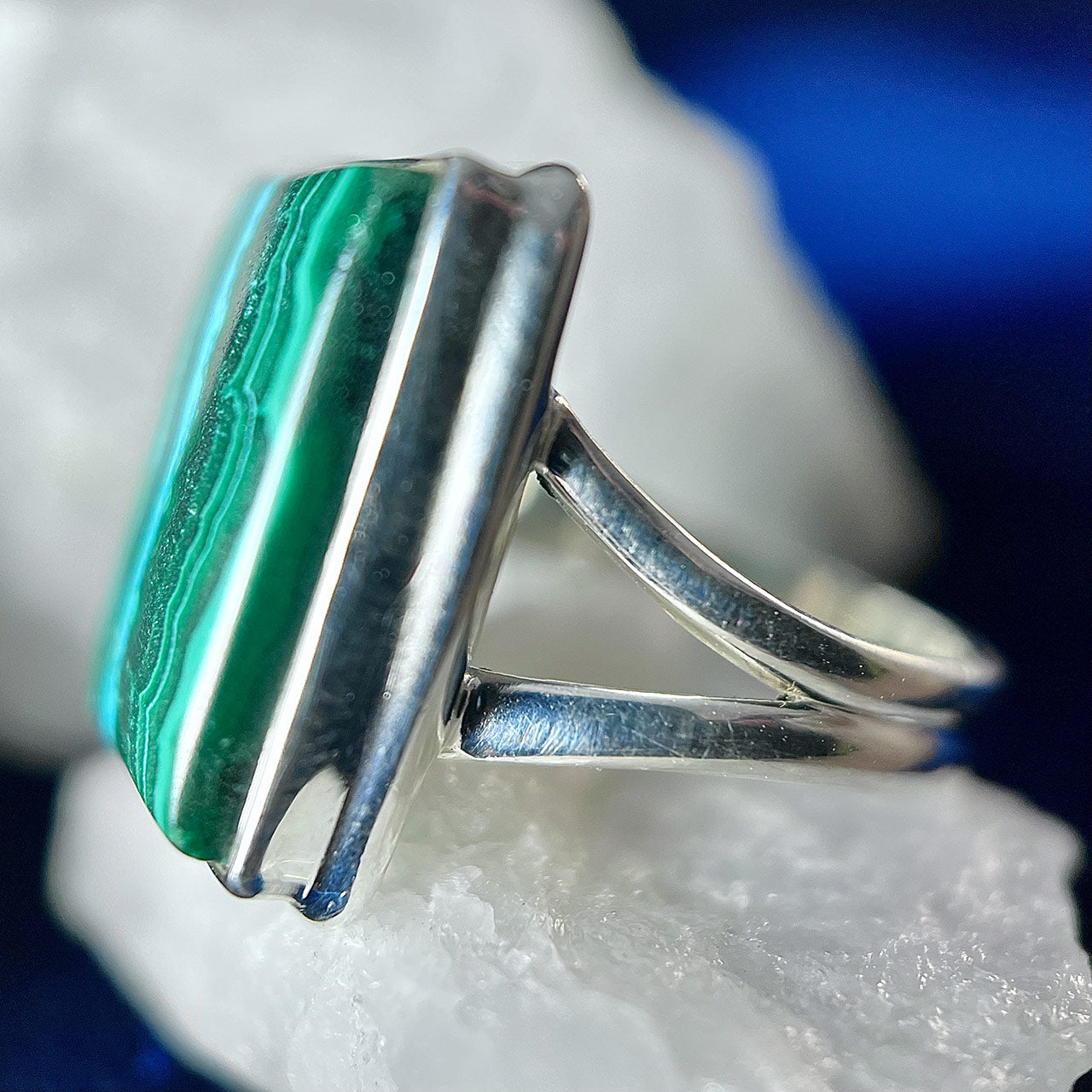 MALACHITE IN CHRYSOCOLLA STERLING SILVER RING