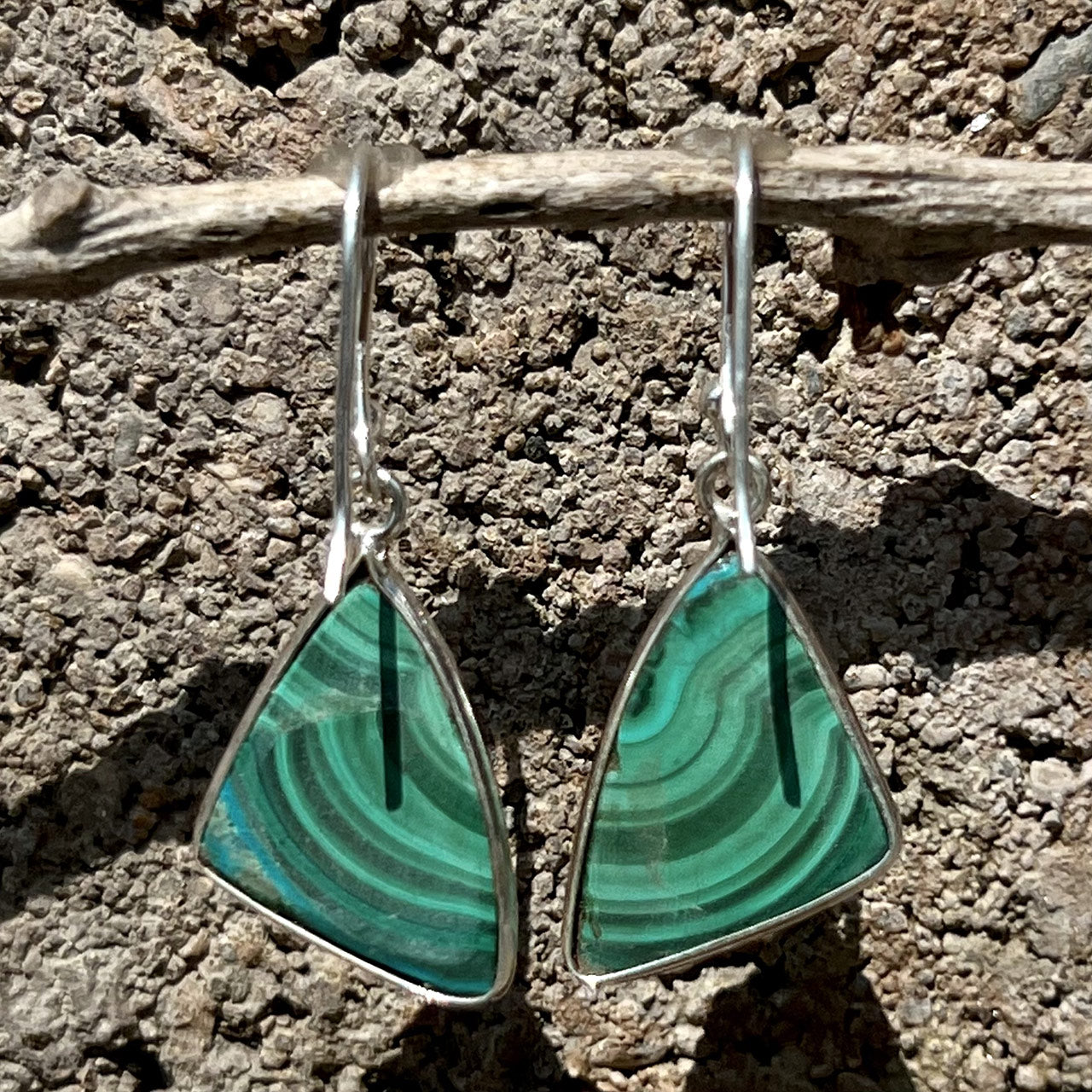 MALACHITE STERLING SILVER DANGLE EARRINGS