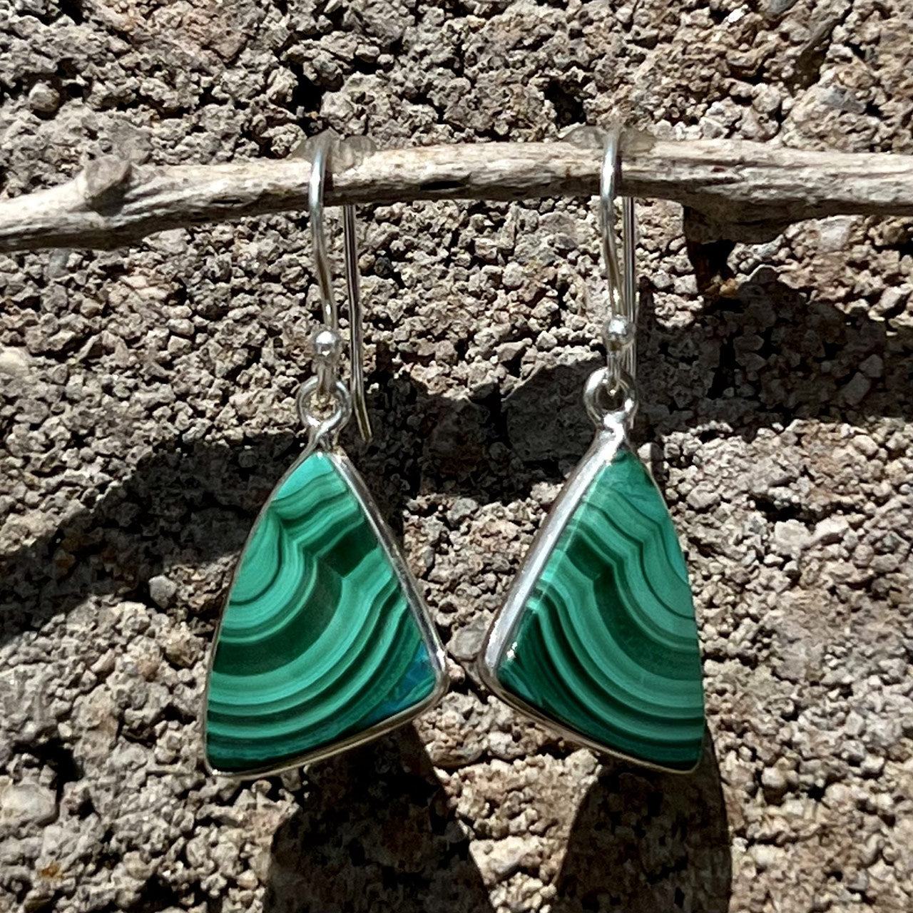 MALACHITE STERLING SILVER DANGLE EARRINGS