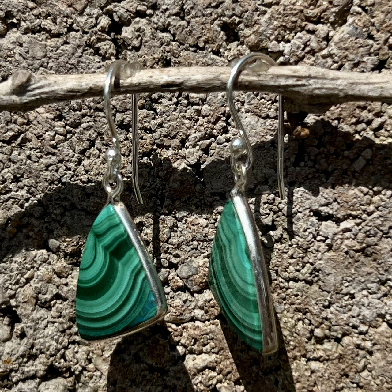 MALACHITE STERLING SILVER DANGLE EARRINGS