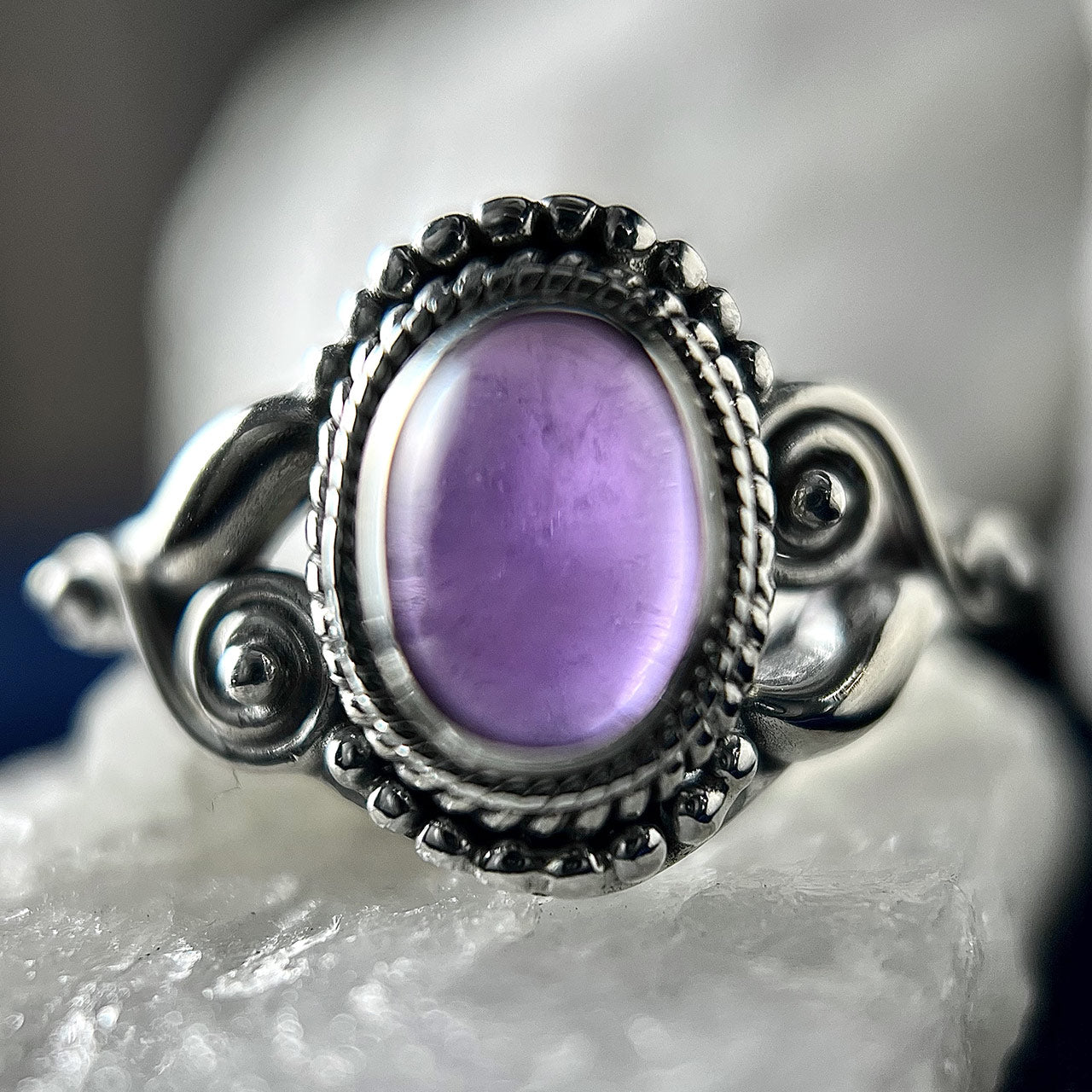 AMETHYST STERLING SILVER DAHLIA RING