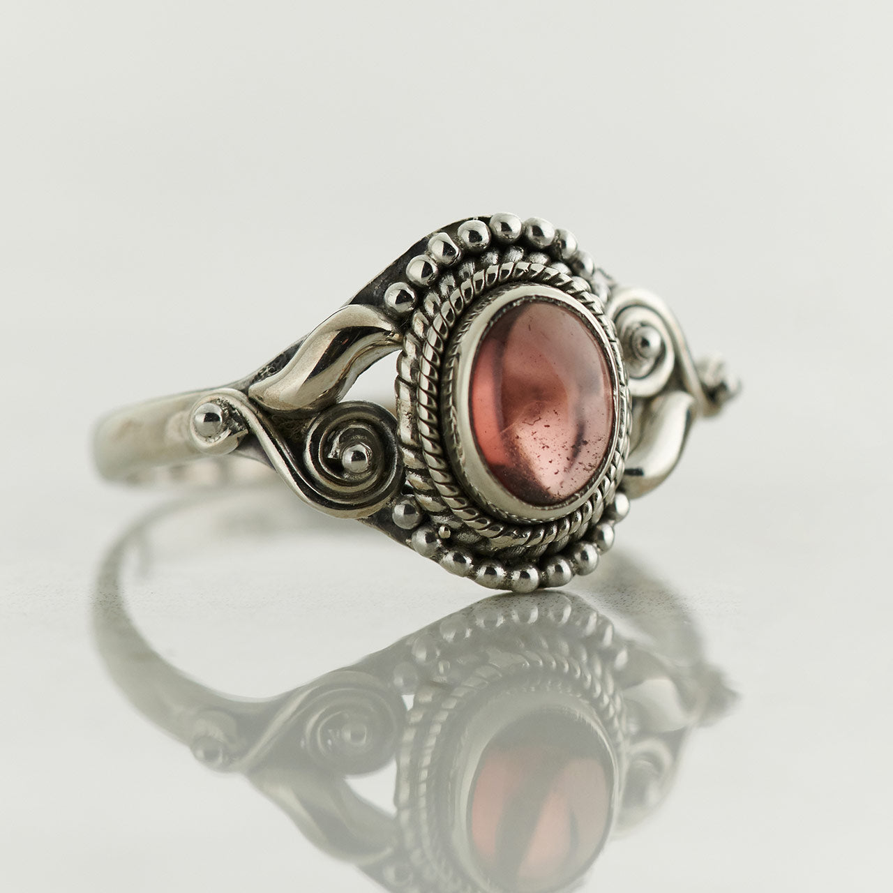 GARNET STERLING SILVER DAHLIA RING