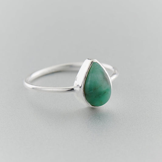 Emerald Teardrop Sterling Silver Ring (30% OFF Online Only)