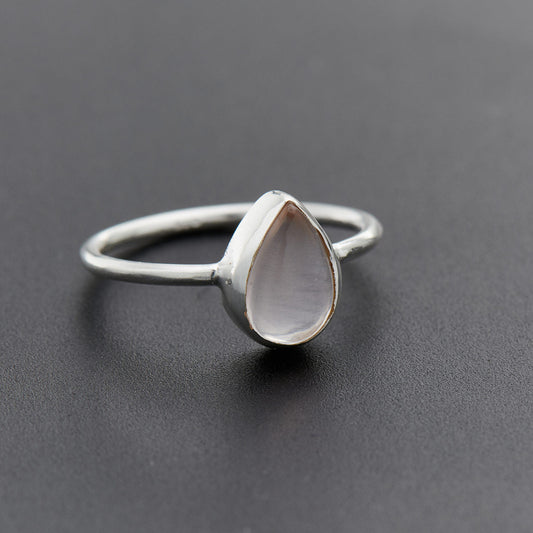 Rose Quartz Teardrop Sterling Silver Ring (30% OFF ONLINE ONLY)