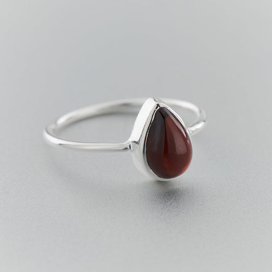 Garnet Teardrop Sterling Silver Ring (30% OFF Online Only)