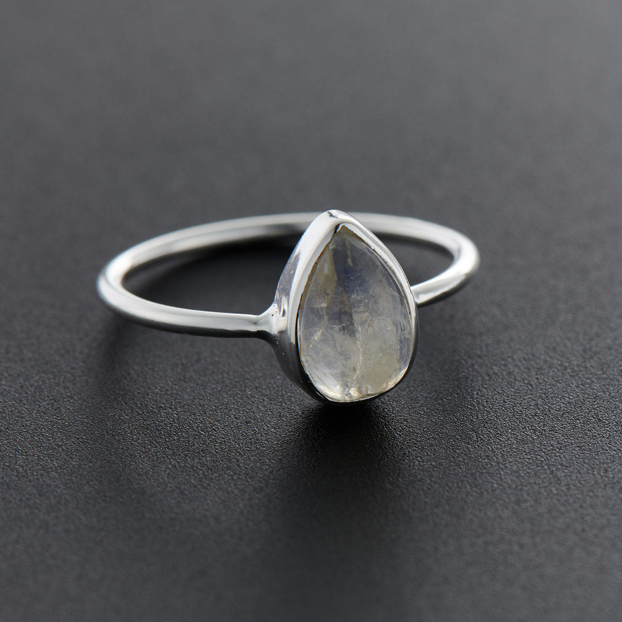 Rainbow Moonstone Teardrop Sterling Silver Ring (30% OFF ONLINE ONLY)