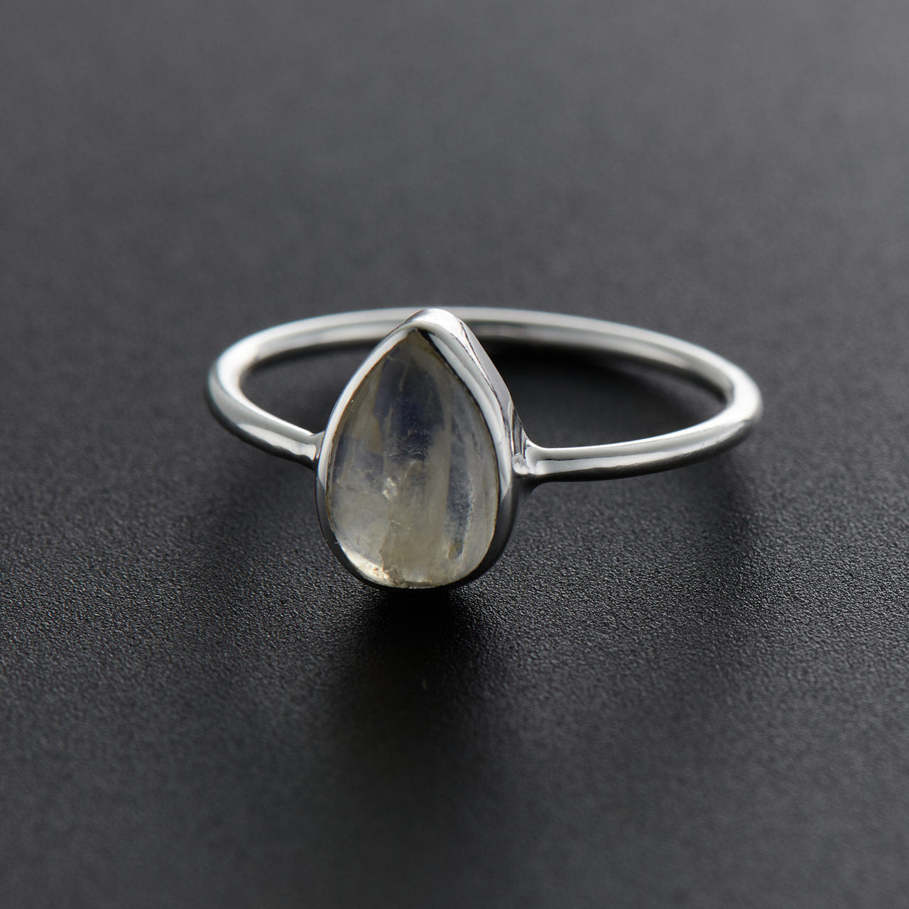 Rainbow Moonstone Teardrop Sterling Silver Ring (30% OFF ONLINE ONLY)