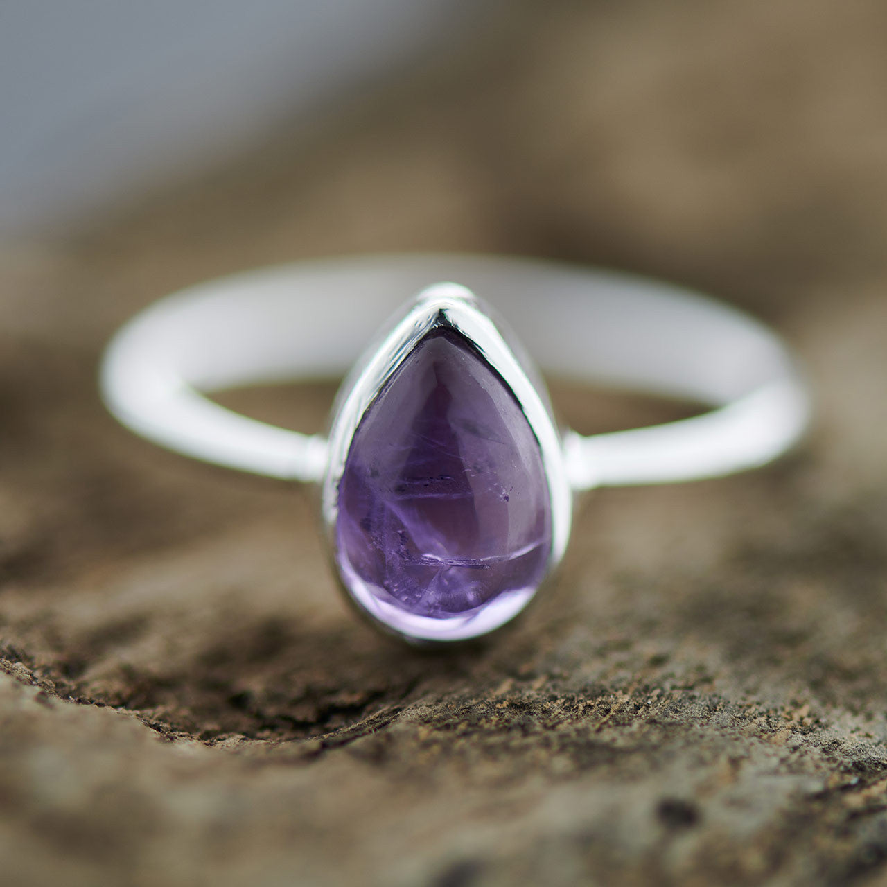 Amethyst Teardrop Sterling Silver Ring (30% OFF ONLINE ONLY)