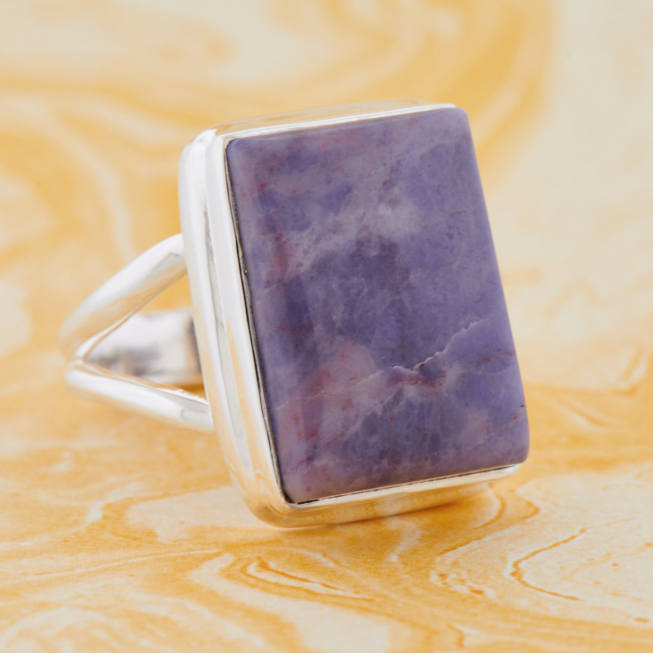 PURPLE JADE STERLING SILVER RING