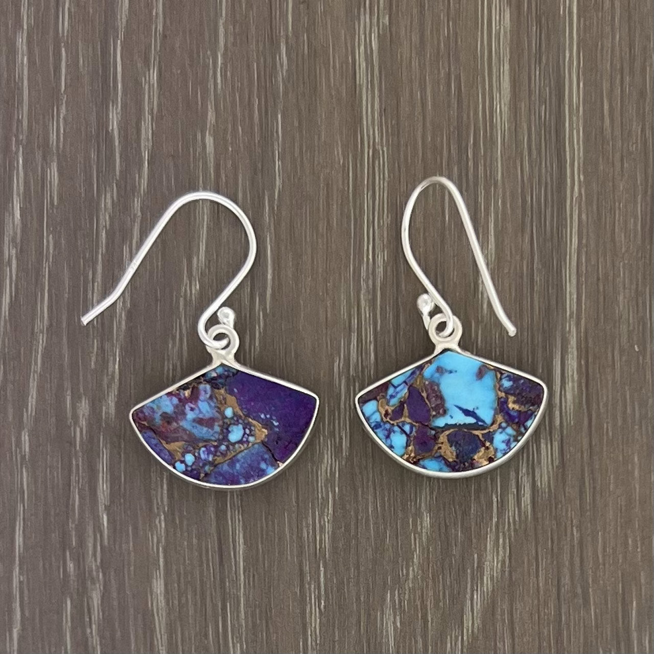 P.COPPER TQ WITH B.MOHAVE STERLING SILVER DANGLE EARRINGS