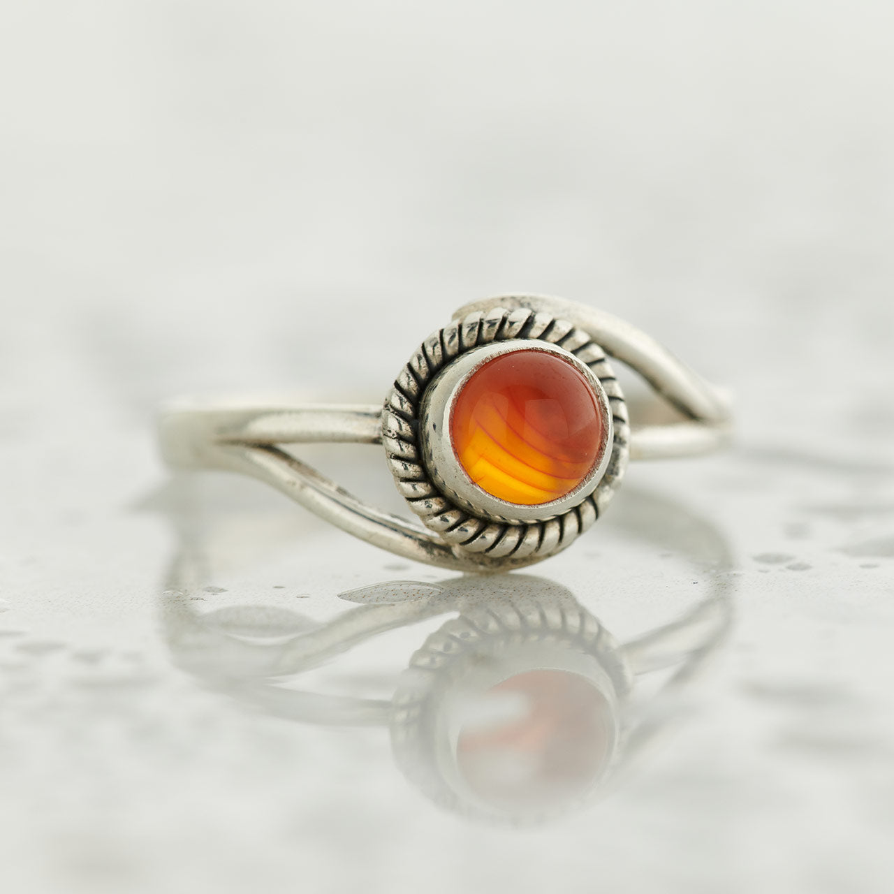 CARNELIAN STERLING SILVER INFINITY RING