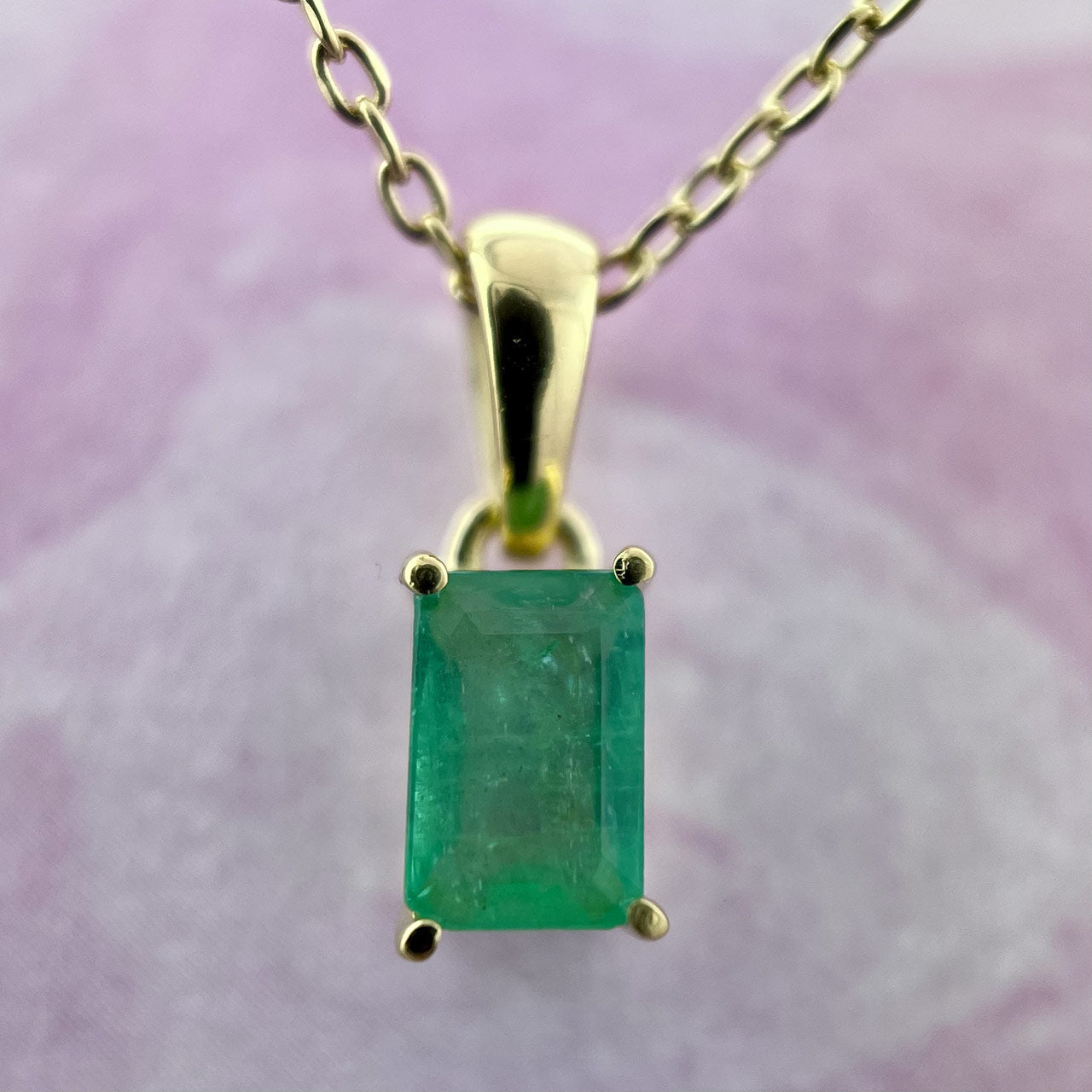 NATURAL EMERALD 18K VERMEIL YELLOW GOLD PENDANT REC